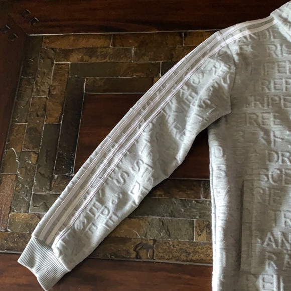 Gray and White Adidas Pullover Hoodie (small) - Picture 5 of 7